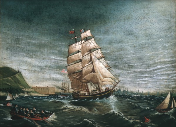 Ship in New York Harbor, ca. 1890. Creator: Unknown.