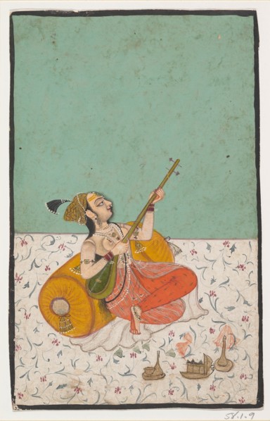 Lady Musician Playing a Sitar, ca. 1800. Creator: Unknown.