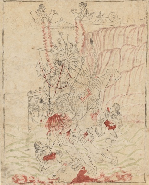 The Goddess Durga Killing the Buffalo Demon, Mahisha (Mahishasura Mardini), ca. 1760. Creator: Unknown.