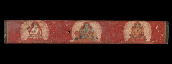 Manuscript Cover with Vishnu Flanked by Lakshmi and Sarasvati, 14th century. Creator: Unknown.