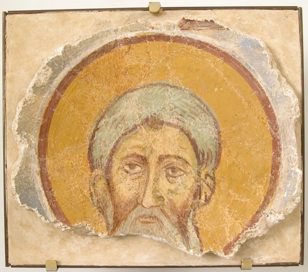 Wall Painting of a Male Saint, 12th century, modern restoration. Creator: Unknown.