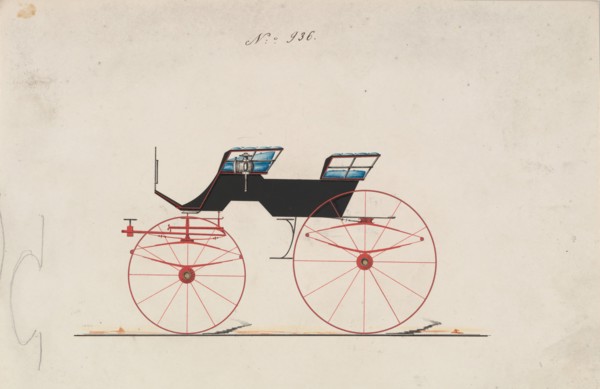 Design for 4 seat Phaeton, no top, no. 936, 1850-70. Creator: Brewster & Co.