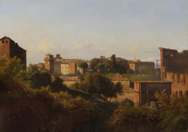 View of the Colosseum and the Arch of Constantine from the Palatine, ca. 1822-24. Creator: Charles Rémond.