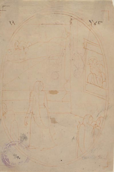 Drawing for an Illustration from a Sat Sai of Bihari Lal Series: The Message of the Eyes..., ca. 178 Creator: First generation after Nainsukh (active ca. 1735-78).
