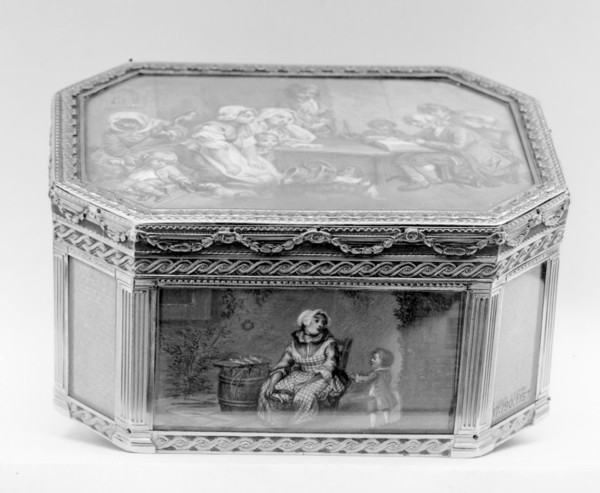Snuffbox with household scenes, 1769-70. Creator: Jean-Joseph Barrière.