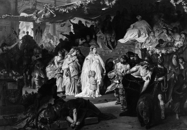 Thusnelda at the Triumphal Entry of Germanicus into Rome, ca. 1875. Creator: Karl Theodor von Piloty.
