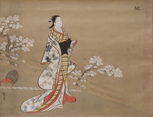 Parody of Murasaki, from "Lavender" (Wakamurasaki), chapter 5 of the Tale of Genji, 18th century. Creator: Kawamata Tsuneyuki.