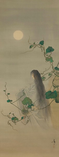 The Spirit of the Deceased Yugao Entwined in Moonflower Vines..., ca. 1892. Creator: Tsukioka Yoshitoshi.