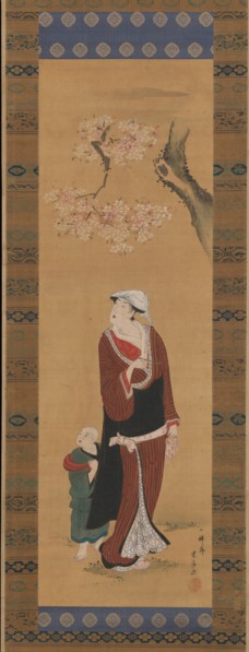 Woman and Child under a Cherry Tree, late 18th-early 19th century. Creator: Utagawa Toyohiro.