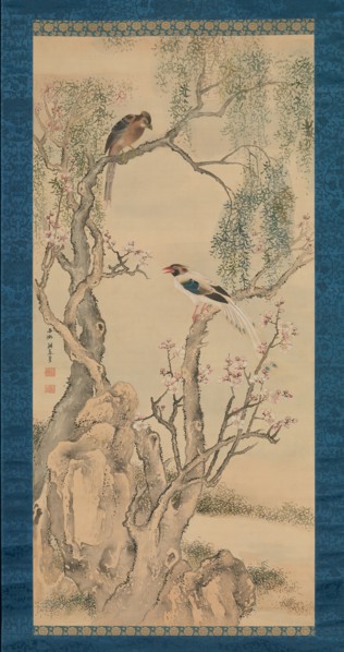 Birds in Willows and Blossoming Peach Tree. Creator: Yosa Buson.