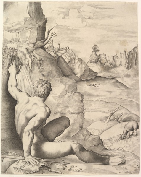 John the Baptist in the Wilderness, ca. 1545-55. Creator: Giulio Sanuto.