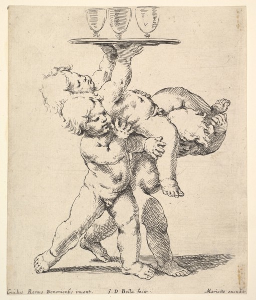 Three children carrying a tray, ca. 1638. Creator: Stefano della Bella.