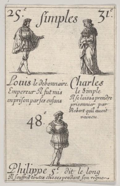 Louis le debonnaire... Charles le Simple, from 'Game of the Kings of France'