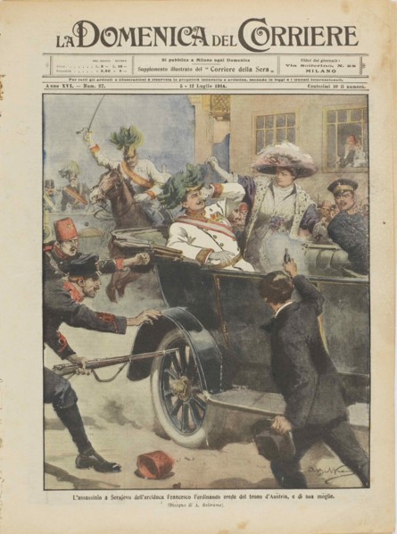 The Assassination of Archduke Franz Ferdinand of Austria and his wife in Sarajevo, 28th June 1914.  Creator: Beltrame, Achille