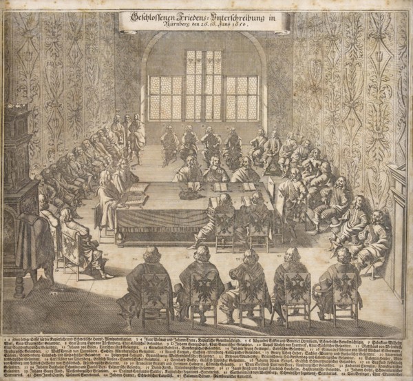The ratification of the Peace of Westphalia in Nuremberg on June 26, 1650, 1650. Creator: Merian, Caspar