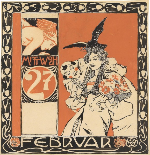Calendar sheet: Wednesday 27th February. Creator: Moser, Koloman