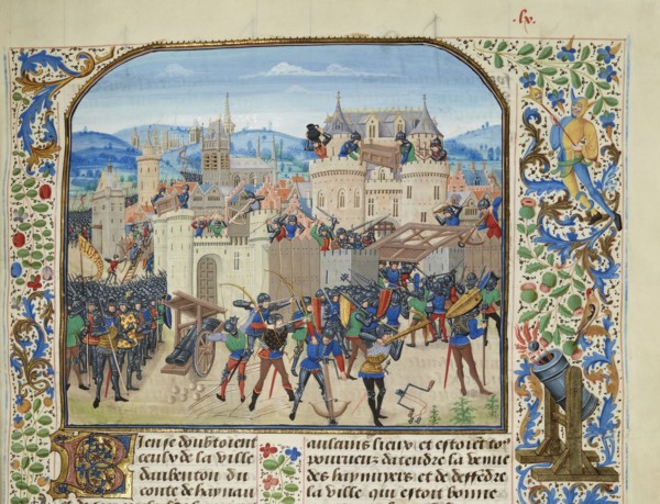William II, Count of Hainaut Takes and destroys Aubenton, 1340, ca 1470-1475. Creator: Liédet, Loyset