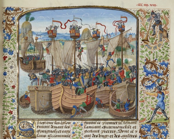 The Battle of La Rochelle, 1372, ca 1470-1475. Creator: Liédet, Loyset