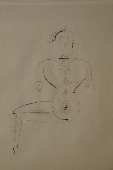 Figure from the Side: Figure H2 Seated, 1921. Creator: Schlemmer, Oskar