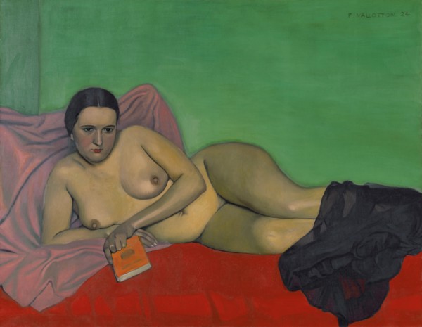 Femme nue tenant un livre, 1924. Creator: Vallotton, Felix Edouard