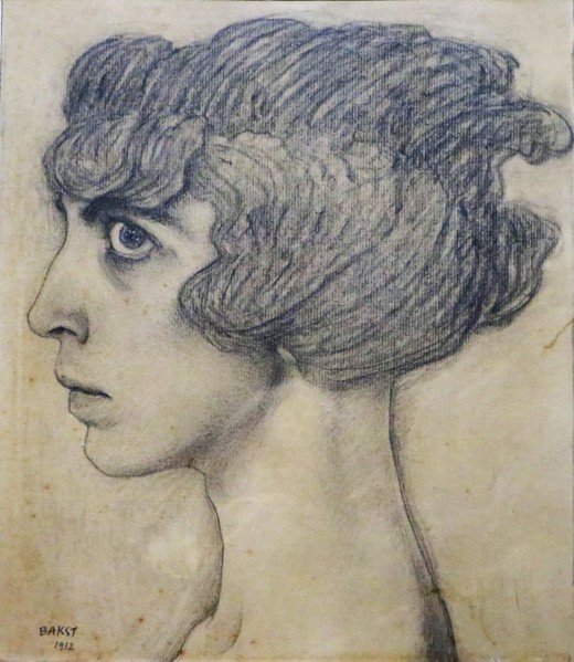 Portrait of Marchesa Luisa Casati, 1912. Creator: Bakst, Léon