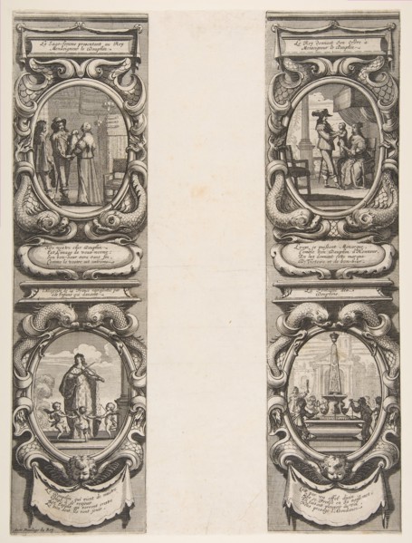 Almanach for 1639: Louis XIII and Anne of Austria entrusting the Kingdom and the Heir Appa..., 1638. Creator: Abraham Bosse.