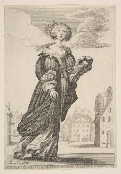 Woman Holding a Fan, 1629. Creator: Abraham Bosse.