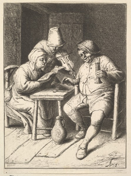 Singing Couple and Violin, 1610-85. Creator: Adriaen van Ostade.