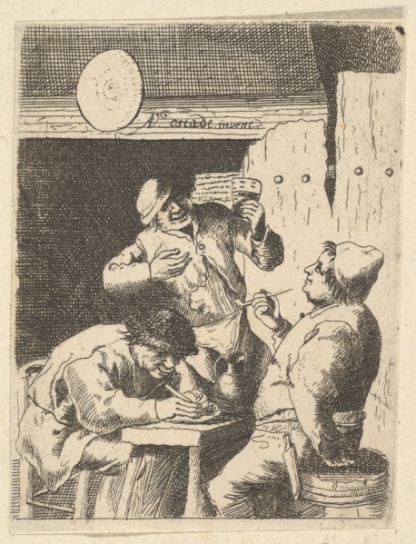 Singer Standing Between Two Smokers, 1610-85. Creator: Unknown.
