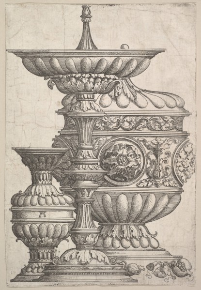 Three Elegant Vessels on a White Background, ca. 1525. Creator: Albrecht Altdorfer.