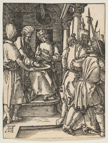 Pilate Washing His Hands, from The Small Passion, ca. 1509. Creator: Albrecht Durer.