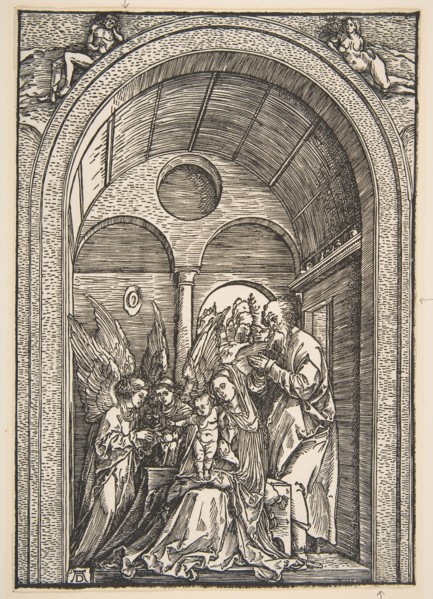 The Holy Family with Two Angels in a Vaulted Hall, ca. 1503. Creator: Albrecht Durer.