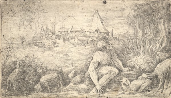 Moses and the burning bush, ca. 1544-47. Creator: Andrea Schiavone.