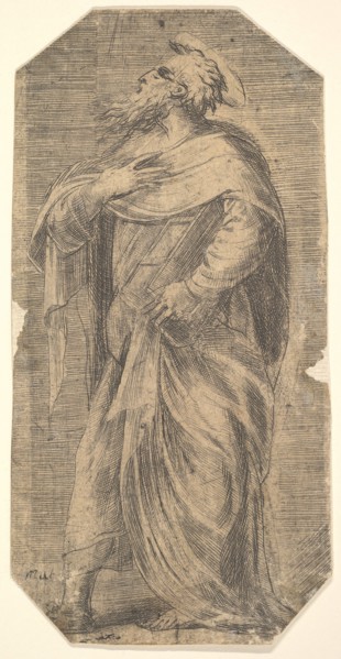 Saint Jude facing left, book under his left arm, from 'Christ and the Apostles', ca. 1548-50. Creator: Andrea Schiavone.