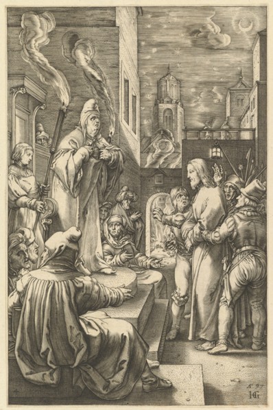 Christ Before Caiaphas, from The Passion of Christ, ca. 1598-1617. Creator: Unknown.