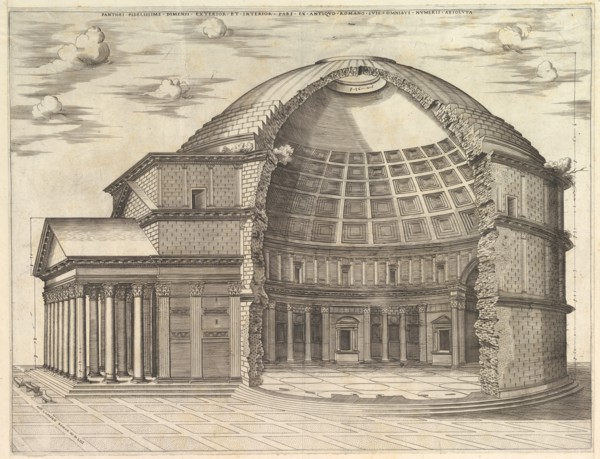 Speculum Romanae Magnificentiae: The Pantheon, broken away to show the interior, 1553. Creator: Unknown.