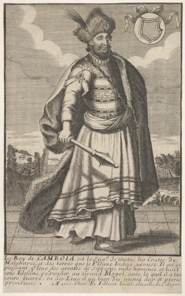 The King of Cambodia standing with a sceptre in his right hand, ca. 1670-1700. Creator: Unknown.