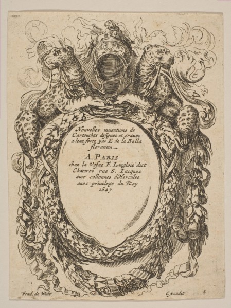 Cartouche with Title: Nouvelles inventions de Cartouches, 17th century. Creator: Unknown.