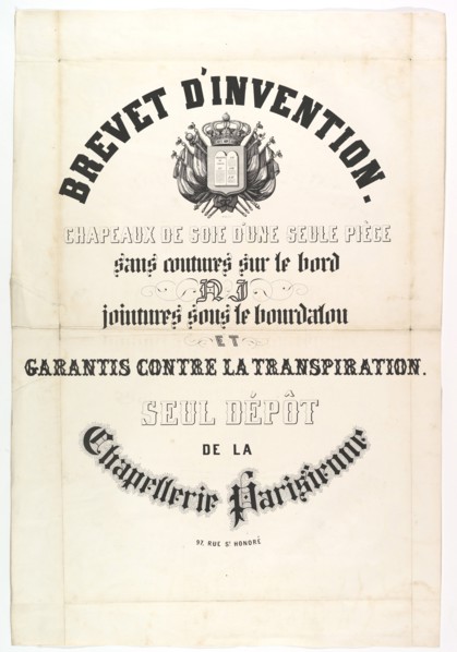 Brevet d'Invention. Chapeaux de soie d'une seule pièce..., 19th century. Creator: Unknown.