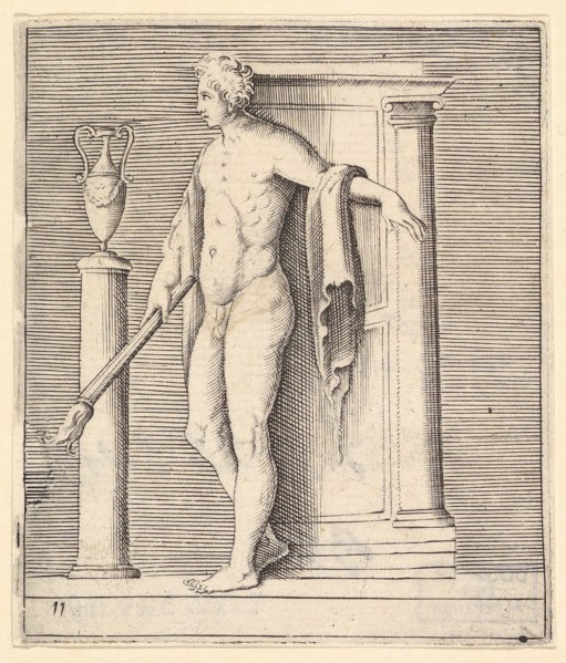 Man with Torch at Temple Door, published ca. 1599-1622. Creator: Unknown.