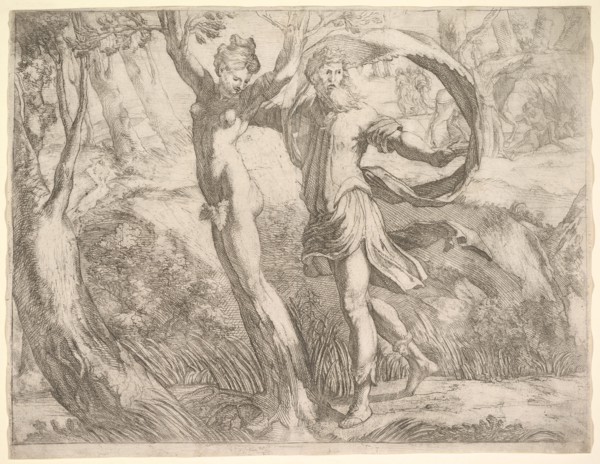 Wilton Album, folio 10a: Priapus and Lotis, ca. 1530-50. Creator: Unknown.