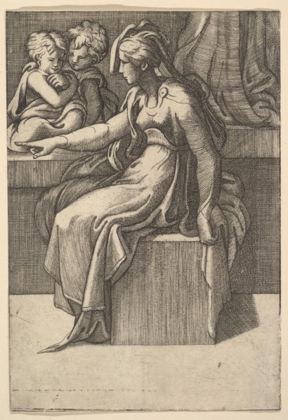 Seated Woman with two Children, 16th century. Creator: Unknown.