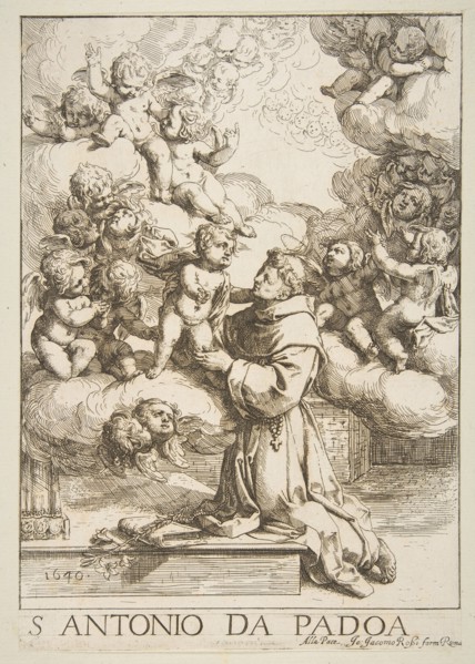 Saint Anthony of Padua adoring the Christ Child, copy after Cantarini, 1640. Creator: Unknown.