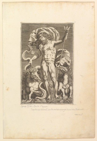 Neptune Between Two Sea Horses, ca. 1560-80. Creator: Unknown.