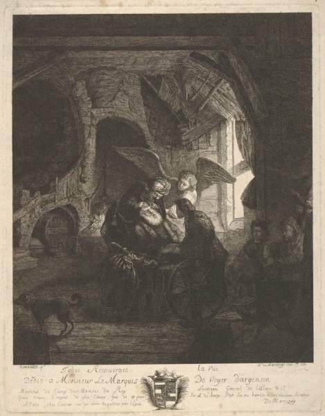 Tobias Returning Sight to His Father, 1755. Creator: Antoine de Marcenay Ghuy.
