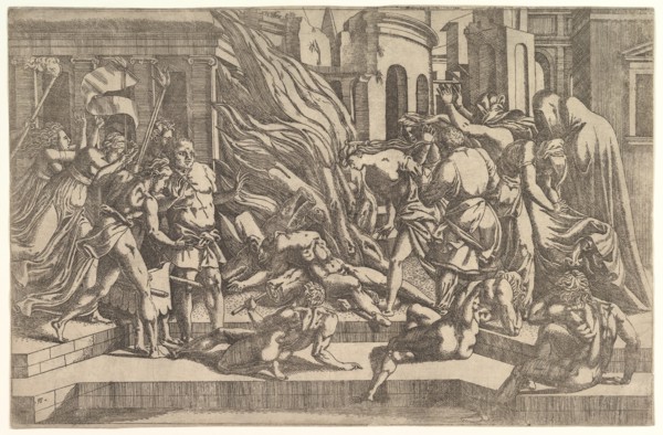 Burning of a corpse, ca. 1543. Creator: Antonio Fantuzzi.