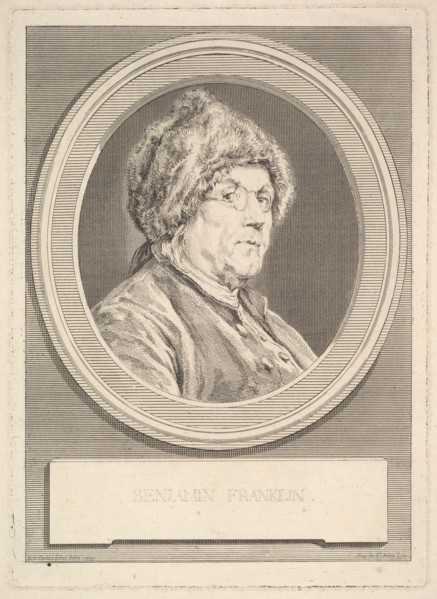 Portrait of Benjamin Franklin, 1777. Creator: Augustin de Saint-Aubin.