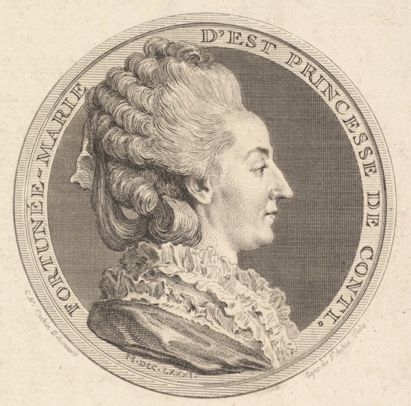 Print of a Portrait Medal of Fortunée-Marie d'Est, Princesse de Conti, 1781. Creator: Augustin de Saint-Aubin.