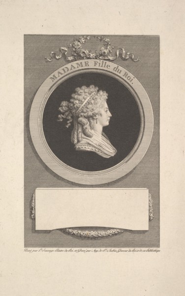 Portrait of Son Altesse Royale Madame, Duchesse d'Angoulême, Daughter of Louis XVI and Mar..., 1791. Creator: Augustin de Saint-Aubin.