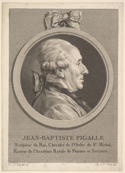 Portrait of Jean-Baptiste Pigalle, 1782. Creator: Augustin de Saint-Aubin.